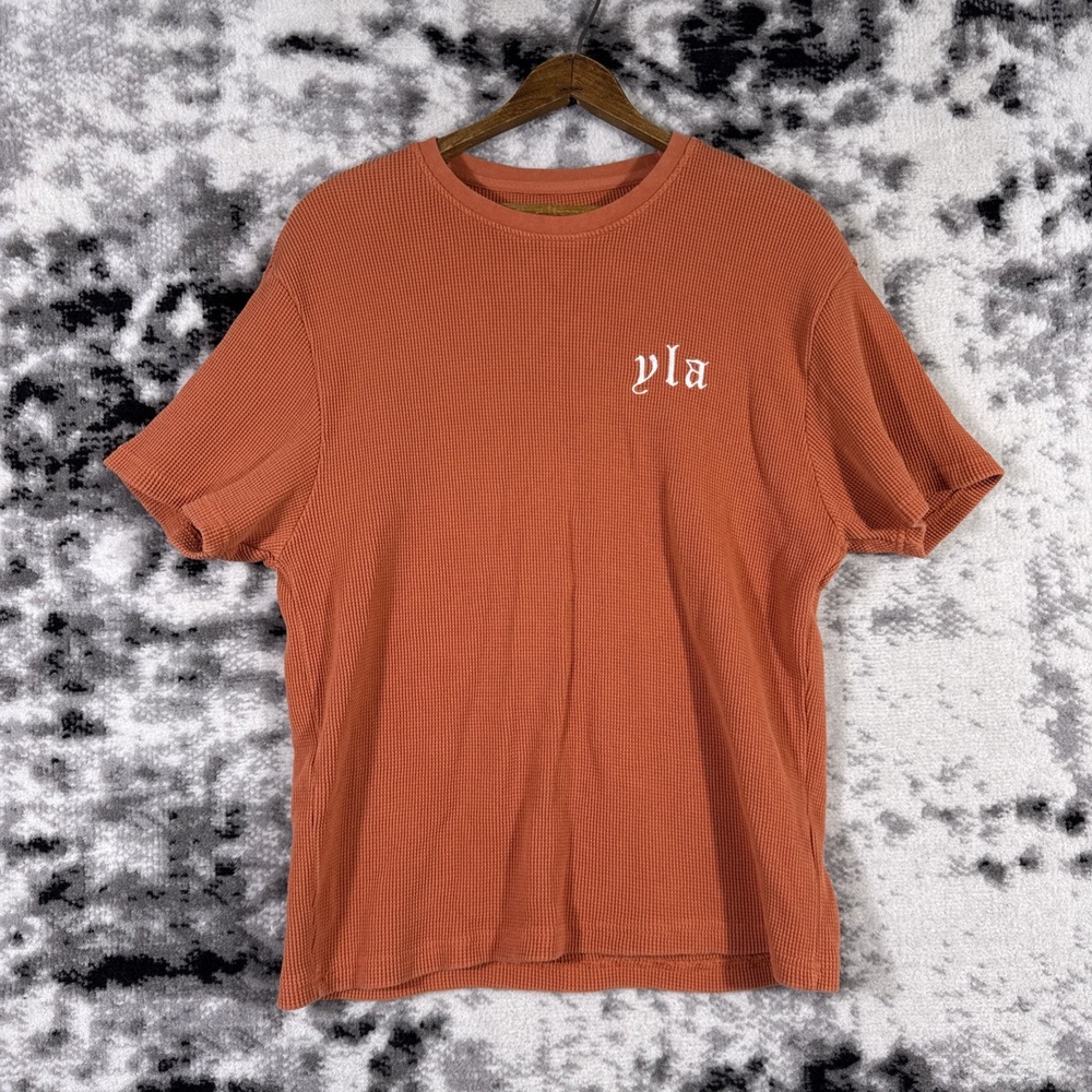 Young LA Shirt Womens Size Small Orange Waffle Knit Gym Comfort Casual Training